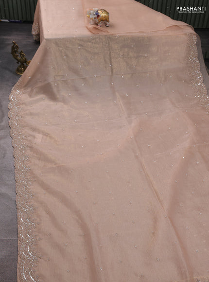 Crush tissue silk saree sandal with cut beads & sequin embroidery work