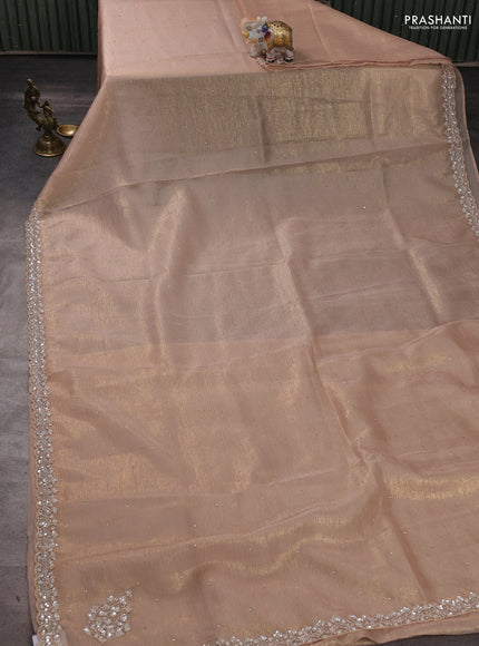Crush tissue silk saree sandal with stone & sequin embroidery work