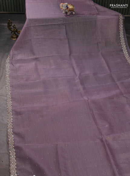 Crush tissue silk saree sandal with stone & sequin embroidery work
