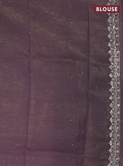 Crush tissue silk saree sandal with stone & sequin embroidery work
