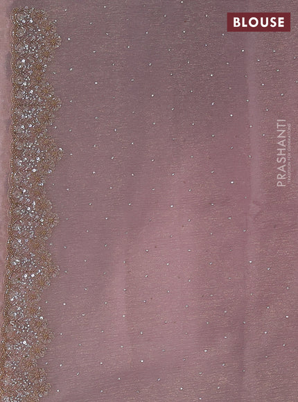 Crush tissue silk saree light pink with stone & sequin embroidery work