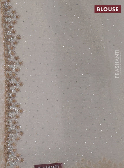 Crush tissue silk saree cream with stone & sequin embroidery work