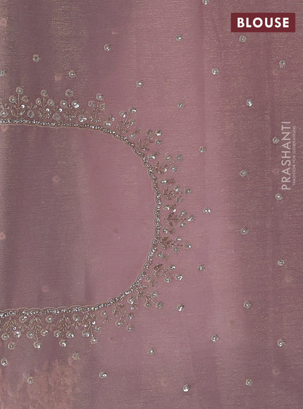 Crush tissue silk saree pastel pink with cut beads & sequin embroidery work