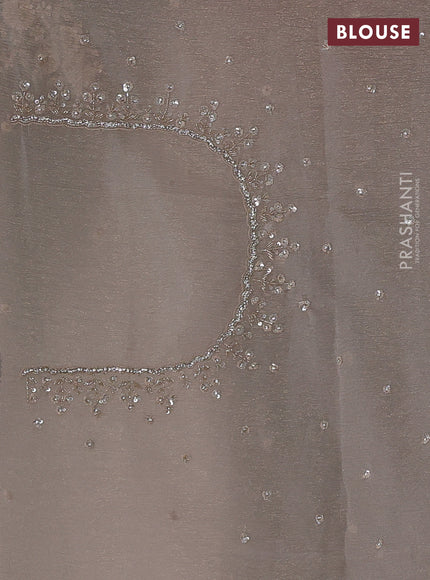 Crush tissue silk saree beige with cut beads & sequin embroidery work