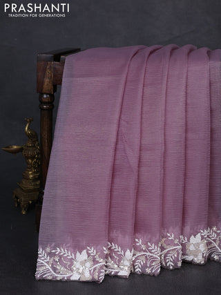 Crush tissue silk saree grey with cut beads & sequin embroidery work