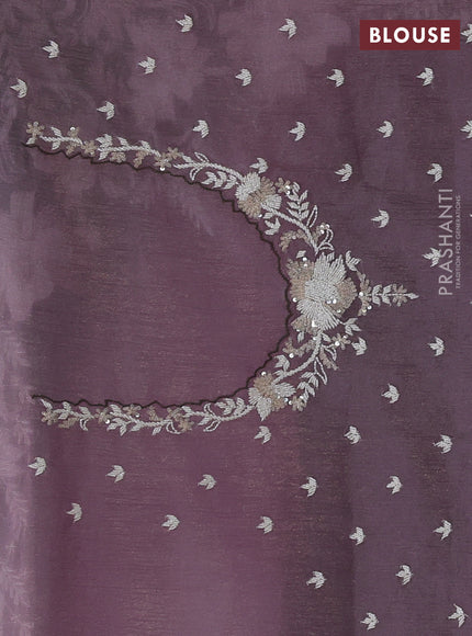 Crush tissue silk saree grey with cut beads & sequin embroidery work