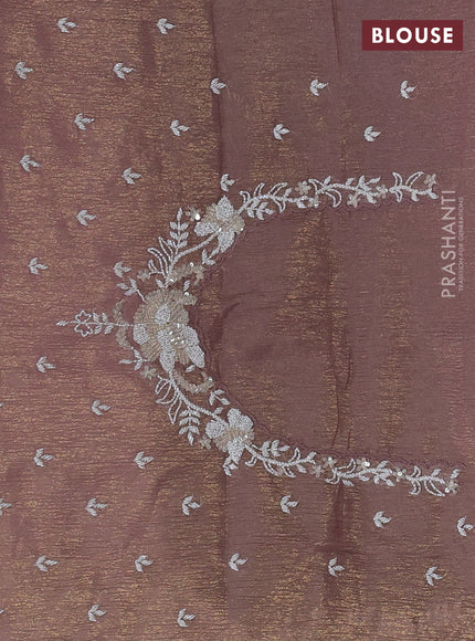 Crush tissue silk saree pastel pink with cut beads & sequin embroidery work