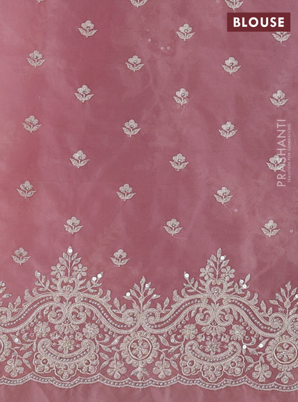 Organza Saree light pink with allover embroidery work