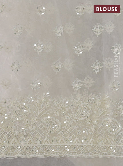 Organza Saree off white with allover embroidery work