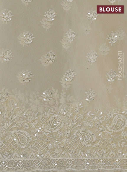 Organza Saree cream with allover embroidery work