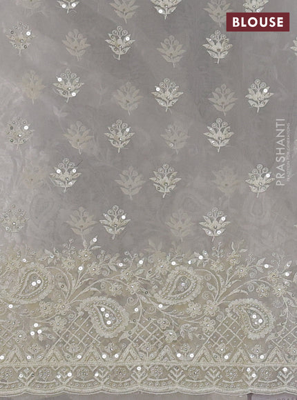 Organza Saree off white with allover embroidery work