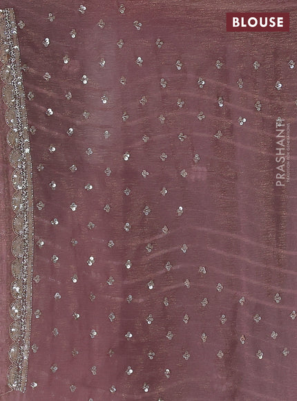 Crush tissue silk saree pastel pink with allover sequin embroidery work