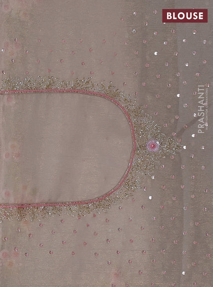 Crush tissue silk saree beige with cut beads & sequin embroidery work