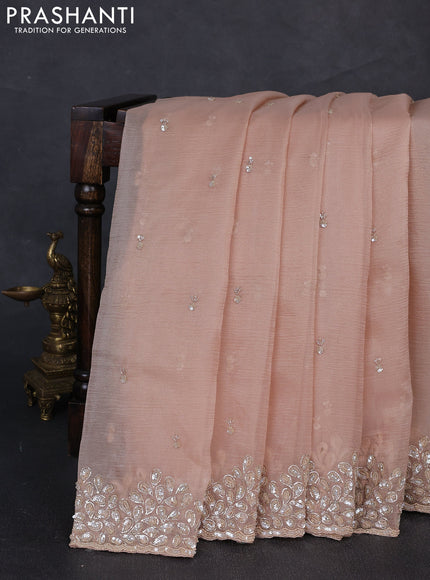 Crush tissue silk saree sandal with sequin embroidery work