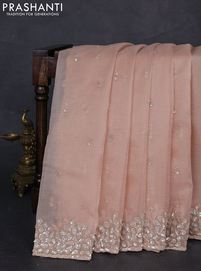 Crush tissue silk saree sandal with sequin embroidery work