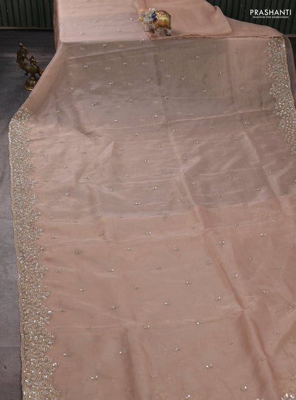 Crush tissue silk saree sandal with sequin embroidery work