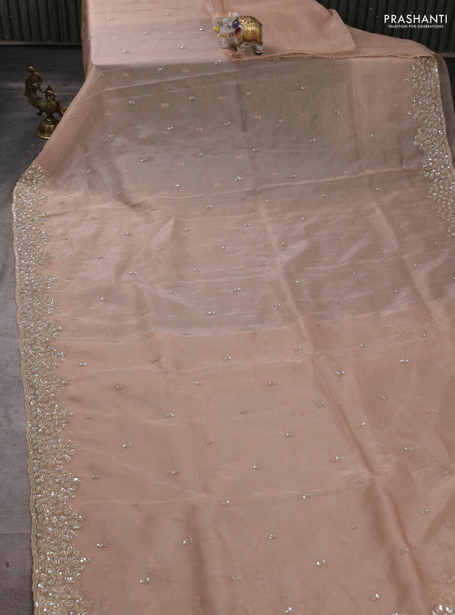 Crush tissue silk saree sandal with sequin embroidery work