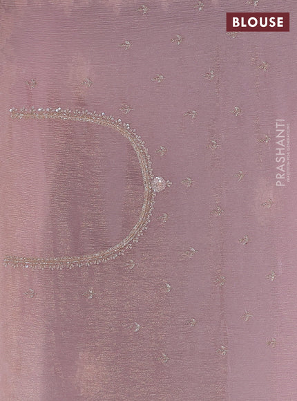 Crush tissue silk saree light pink with cut beads & sequin embroidery work