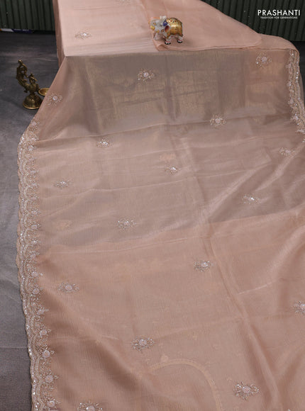 Crush tissue silk saree sandal with cut beads & sequin embroidery work