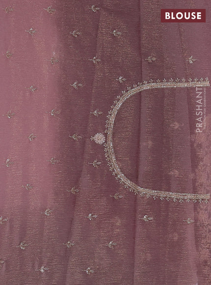 Crush tissue silk saree pastel purple with cut beads & sequin embroidery work