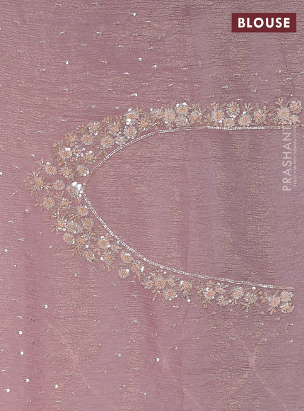 Crush tissue silk saree pastel pink with allover sequin embroidery work