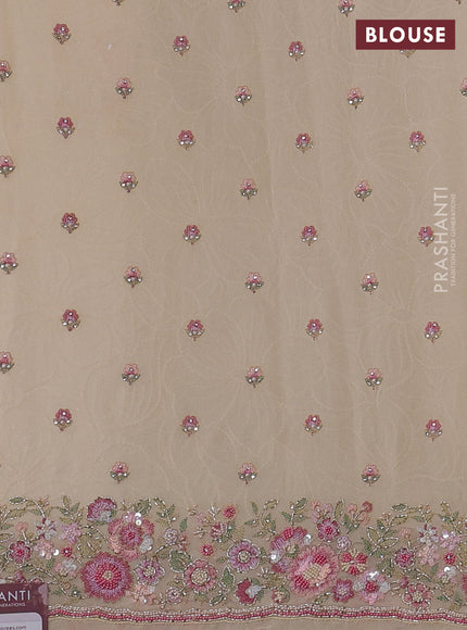 Crush tissue silk saree beige with allover sequin work