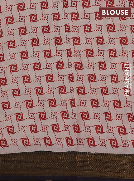 Kalamkari semi silk saree maroon and black with allover prints and mangalgiri border