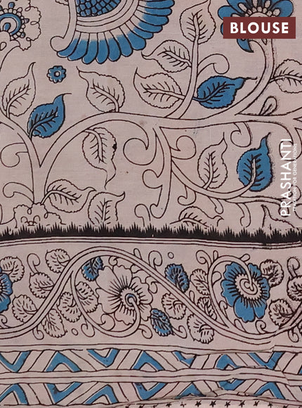 Kalamkari semi silk saree maroon and mustard yellow with allover prints and printed border