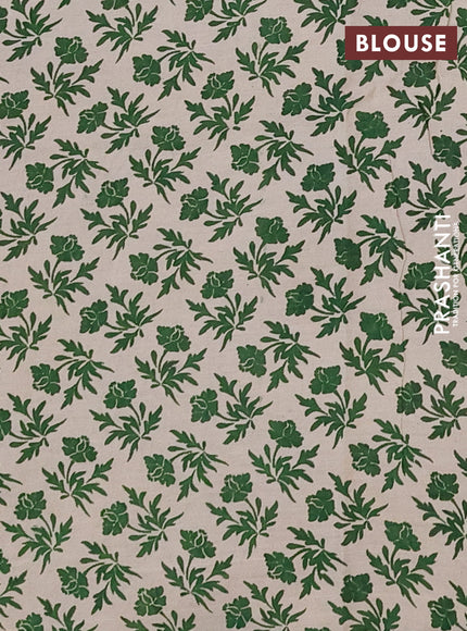 Kalamkari semi silk saree beige and green with allover butta prints and printed border