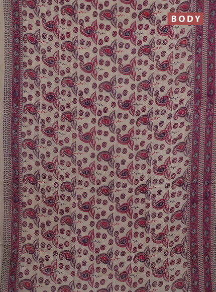 Kalamkari semi silk saree beige and pink with allover butta prints and printed border