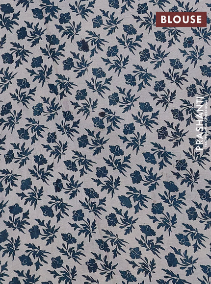 Kalamkari semi silk saree beige and peacock blue with allover butta prints and printed border