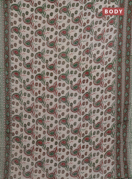 Kalamkari semi silk saree beige and maroon with allover butta prints and printed border