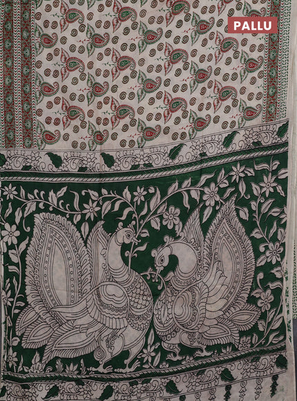 Kalamkari semi silk saree beige and maroon with allover butta prints and printed border