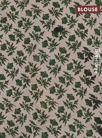 Kalamkari semi silk saree beige and green with allover butta prints and printed border