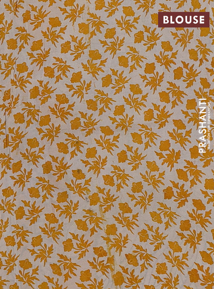 Kalamkari semi silk saree beige and mustard yellow with allover butta prints and printed border