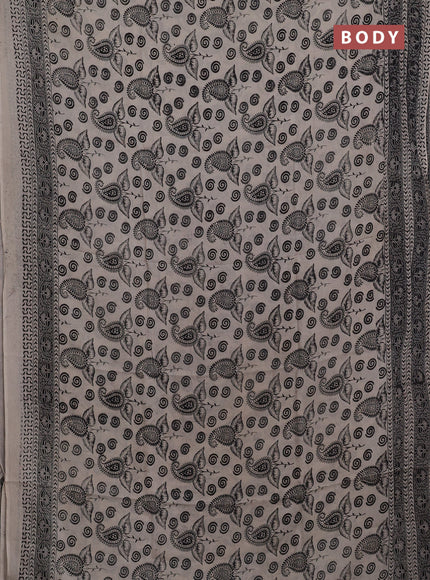 Kalamkari semi silk saree beige and grey with allover butta prints and printed border