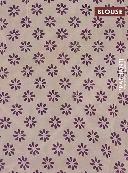 Kalamkari semi silk saree green and lavender with allover prints and printed border