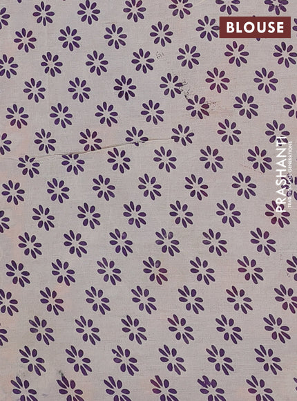 Kalamkari semi silk saree lavender and orange with allover prints and printed border