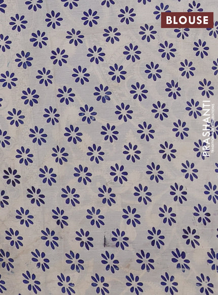 Kalamkari semi silk saree blue and black with allover butta prints and printed border