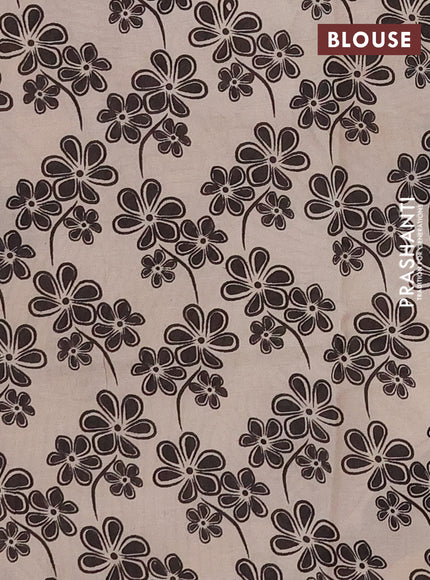 Kalamkari semi silk saree beige and black with allover butta prints and printed border