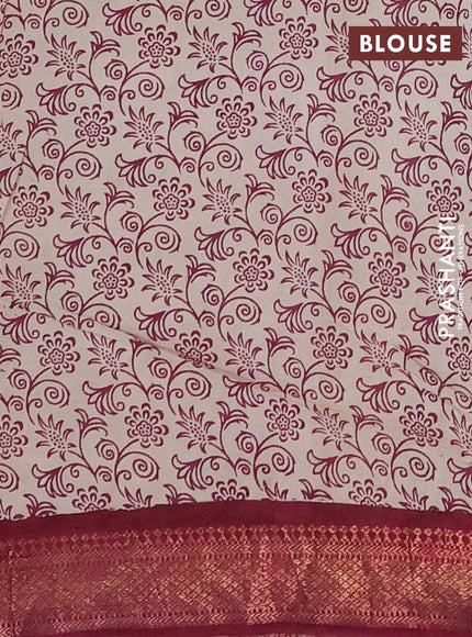 Kalamkari semi silk saree beige  and magenta pink with allover butta prints and mangalgiri border