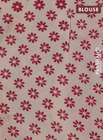 Kalamkari semi silk saree magenta pink and blue with allover prints and printed border
