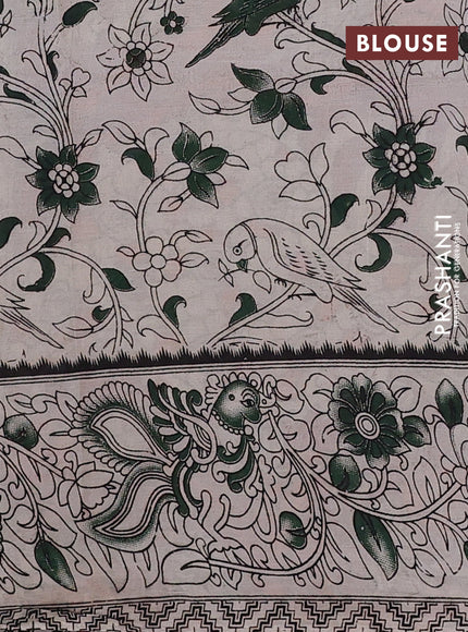 Kalamkari semi silk saree orange and magenta pink with allover prints and printed border