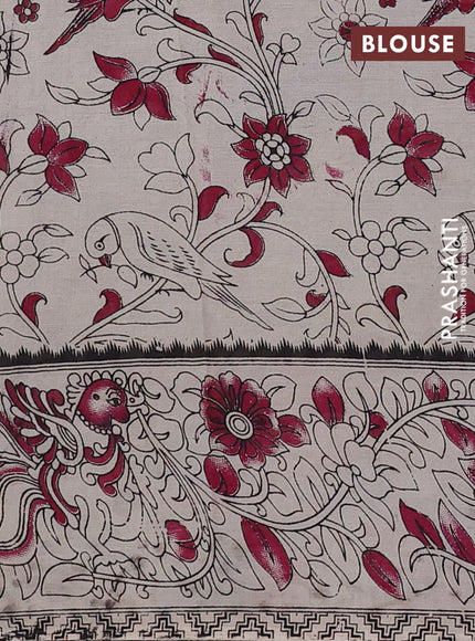 Kalamkari semi silk saree blue and grey with allover prints and printed border