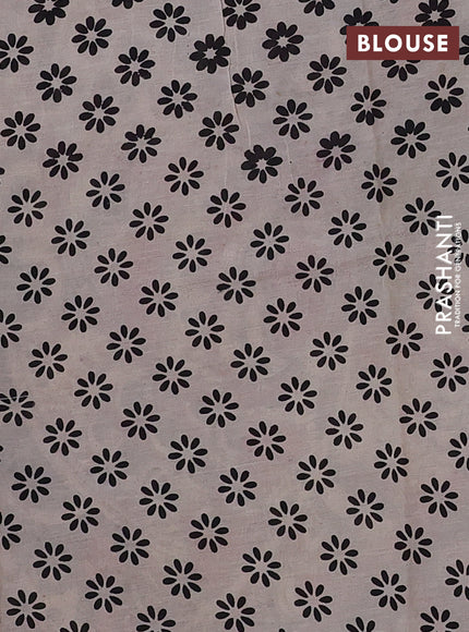 Kalamkari semi silk saree black and magenta pink with allover prints and printed border