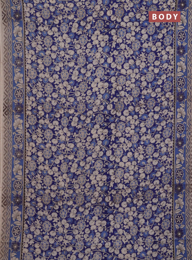 Kalamkari semi silk saree blue with allover prints and printed border