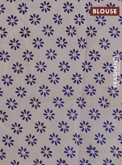 Kalamkari semi silk saree blue with allover prints and printed border