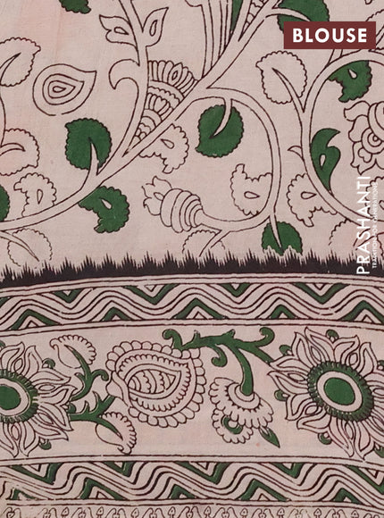 Kalamkari semi silk saree orange and yellow with allover prints and printed border