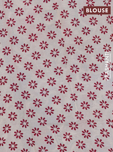 Kalamkari semi silk saree magenta pink and blue with allover prints and printed border