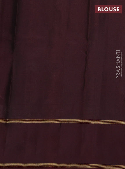 Pure kanchipuram silk saree pastel brown and deep maroon with zari woven buttas and rettapet zari woven korvai border